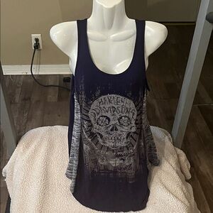 2 Harley-Davidson Dark Tank Tops with Skull Graphic